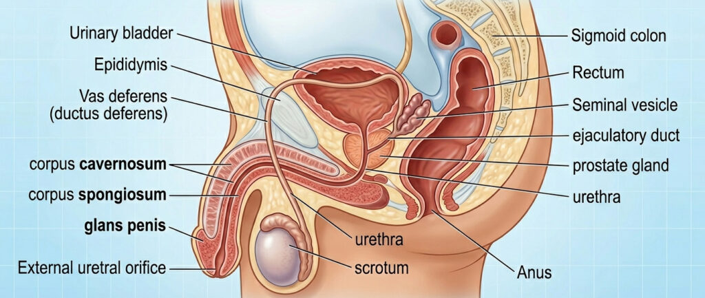 AI generated image (Gemini - Nano Banana 2) depicting Anatomical Structure of the Human Penis